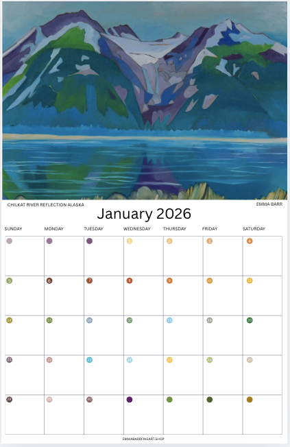 2026 Yukon and Northern landscapes art calendar by Canadian artist Emma Barr